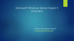 Microsoft Hyper V Server 2012 R2 Introduction