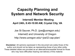 Capacity Planning and System and Network