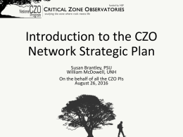 "Introduction to the CZO Network StrategicPlan" Webinar slides