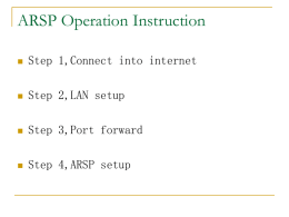 Step 4, ARSP setup