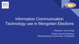 Information Communication Technology use in Mongolian Elections