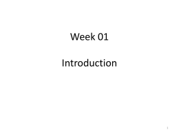 Week 01 Introduction