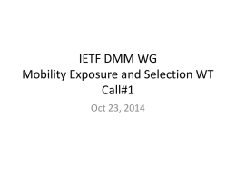 IETF DMM WG Mobility Exposure and Selection WT Call#1