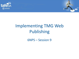 Implementing TMG Web Publishing
