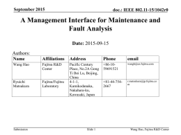 A Management Interface for Maintenance and Fault Analysis