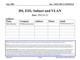 DS,ESS, Subnet and VLAN