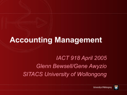 Accounting Management - University of Wollongong