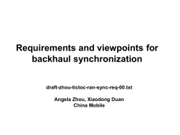 Requirements and viewpoints for backhaul