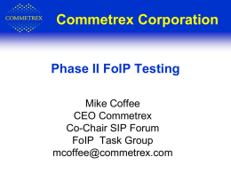 Commetrex Corporation FoIP Testing