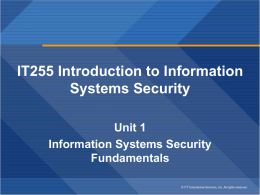 IT255 Introduction to Information Systems Security Unit 1