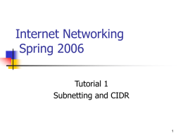 Internet Networking – Spring 2002