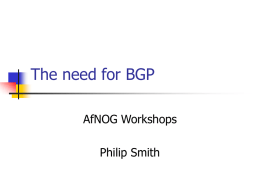 The need for BGP - Workshops