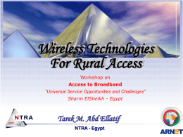 Wireless Technologies for Rural Access - ITU