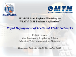 Rapid Deployment of IP-based VSAT Networks - ITU