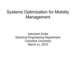 Systems Optimization in Mobility Management