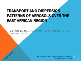 Transport and dispersion patterns of aerosols over the East
