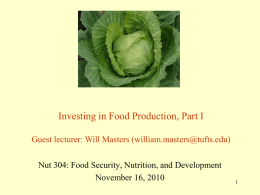 Monitoring and Evaluation of Nutrition and Food Security