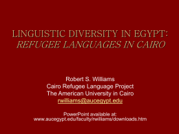 LINGUISTIC DIVERSITY IN EGYPT: REFUGEE LANGUAGES IN …