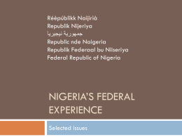 Nigeria: - Forum of Federations