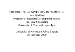THE ROLE OF A UNIVERSITY IN ITS REGION