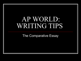AP WORLD: WRITING TIPS