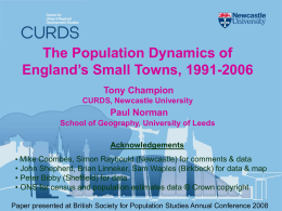 The population dynamics of England`s small towns, 1991-2006