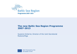 The New Baltic Sea Region Programme 2007