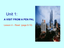 Unit 1 ( Cont`d ) Period 4: READ