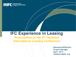 IFC Experience in Leasing Presentation at the 5 th