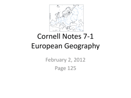 Cornell Notes 7-1 European Geography