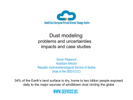 Dust Modeling: Problems and uncertainties, impacts - SDS-WAS