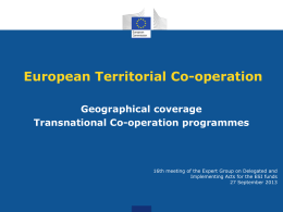 European Territorial Co-operation Geographical coverage