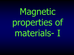 Magnetic properties of materials- I