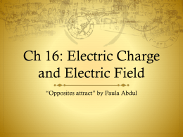 Ch 16: Electric Charge and Electric Field
