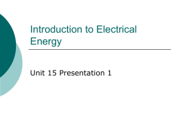 Introduction to Electrical Energy