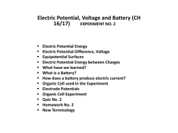 Electric Potential, Voltage and Battery