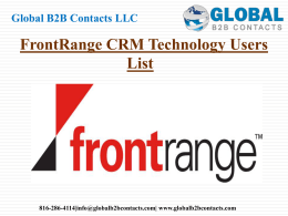 FrontRange CRM Technology Users List  