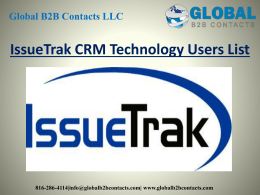 IssueTrak CRM Technology Users List