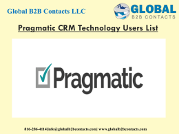Pragmatic CRM Technology Users List