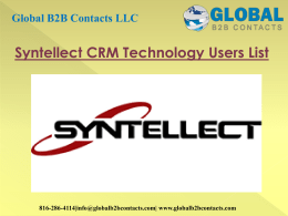 Syntellect CRM Technology Users List 