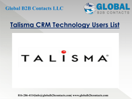 Talisma CRM Technology Users List 