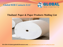 Thailand  Paper & Paper Products Mailing List