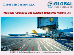 Malaysia Aerospace and Aviation Executives Mailing List