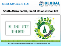 South Africa Banks, Credit Unions Email List