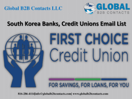 South Korea Banks, Credit Unions Email List