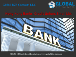 Hong Kong Banks, Credit Unions Email List