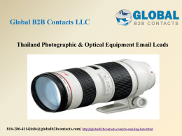 Thailand Photographic & Optical Equipment Email Leads