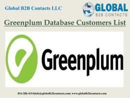 Greenplum Database Customers List