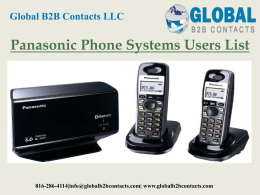 Panasonic Phone Systems Users List