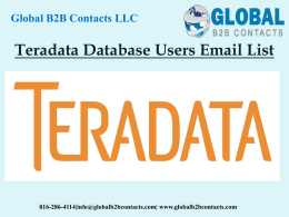 Teradata Database Users Email List